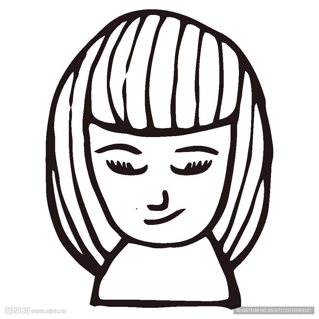 闭眼微笑的短发女孩