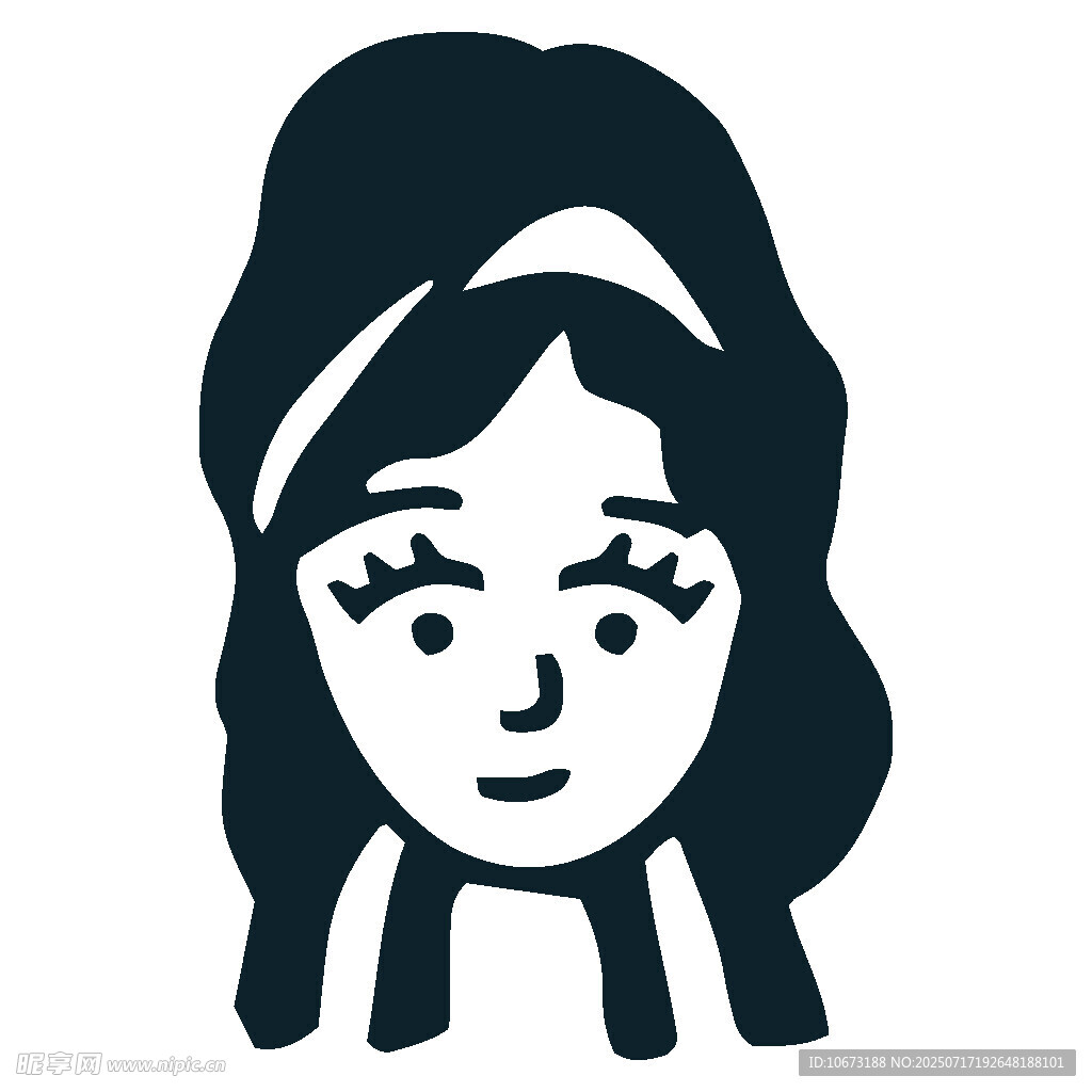 卡通长发女性头像