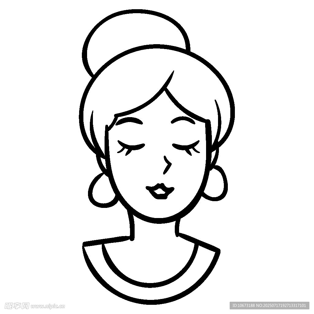 闭眼微笑的女性头像