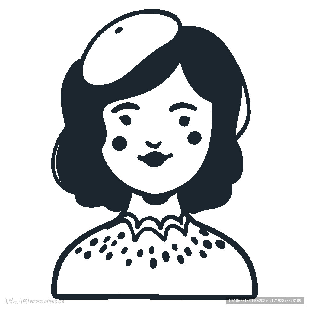 复古风格短发女士头像