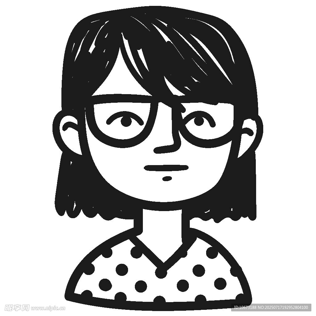 戴眼镜的波点上衣女孩