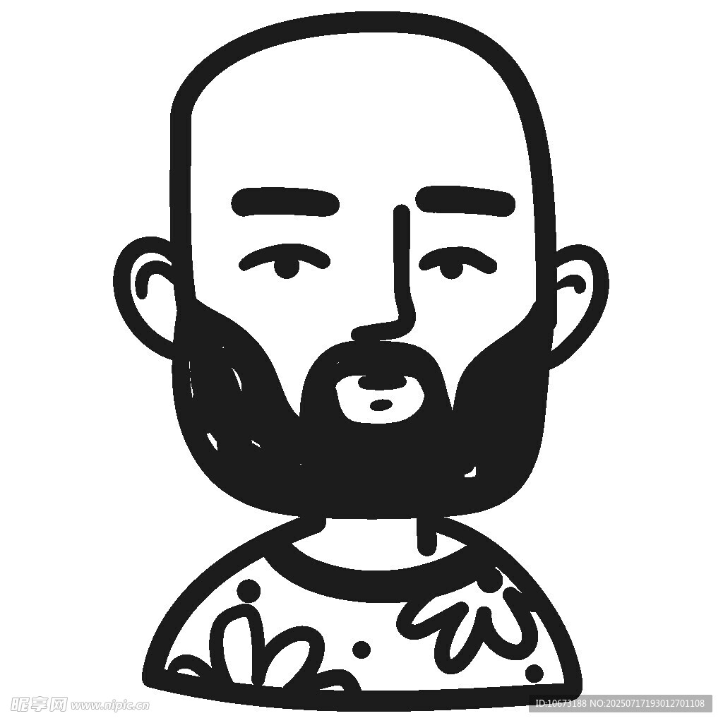 卡通风格留胡须男士头像