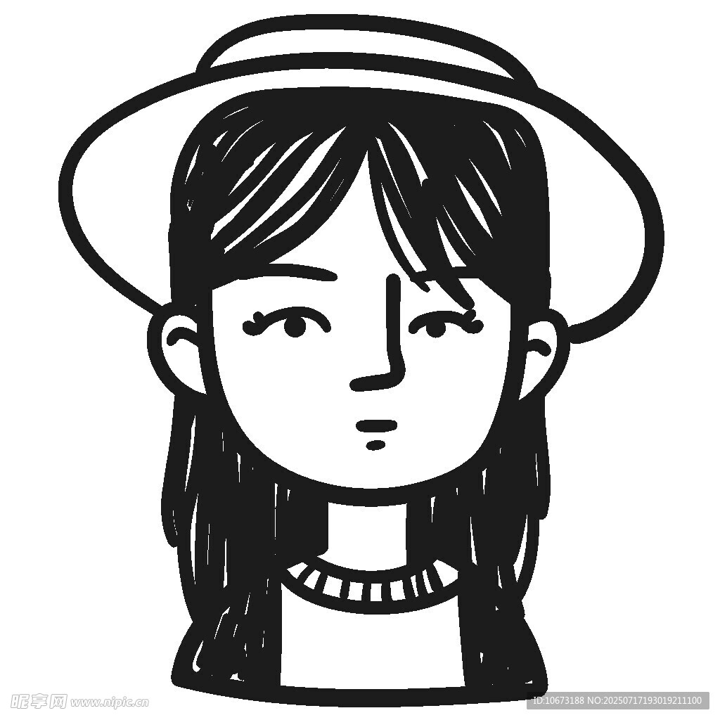戴帽长发女孩头像