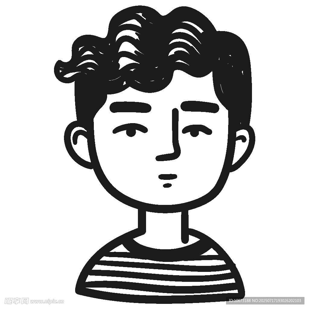 卡通风格短发条纹衫男生