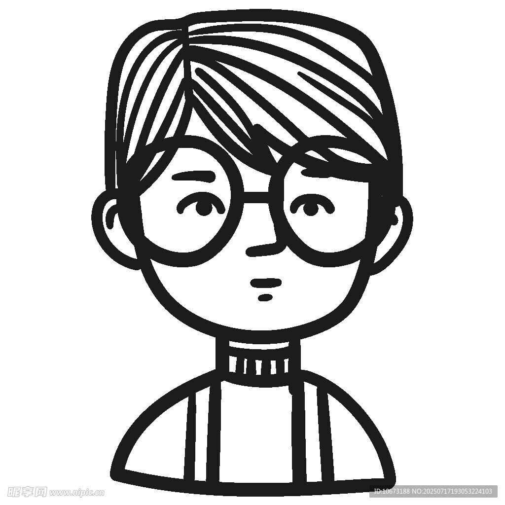 戴眼镜的短发卡通人物