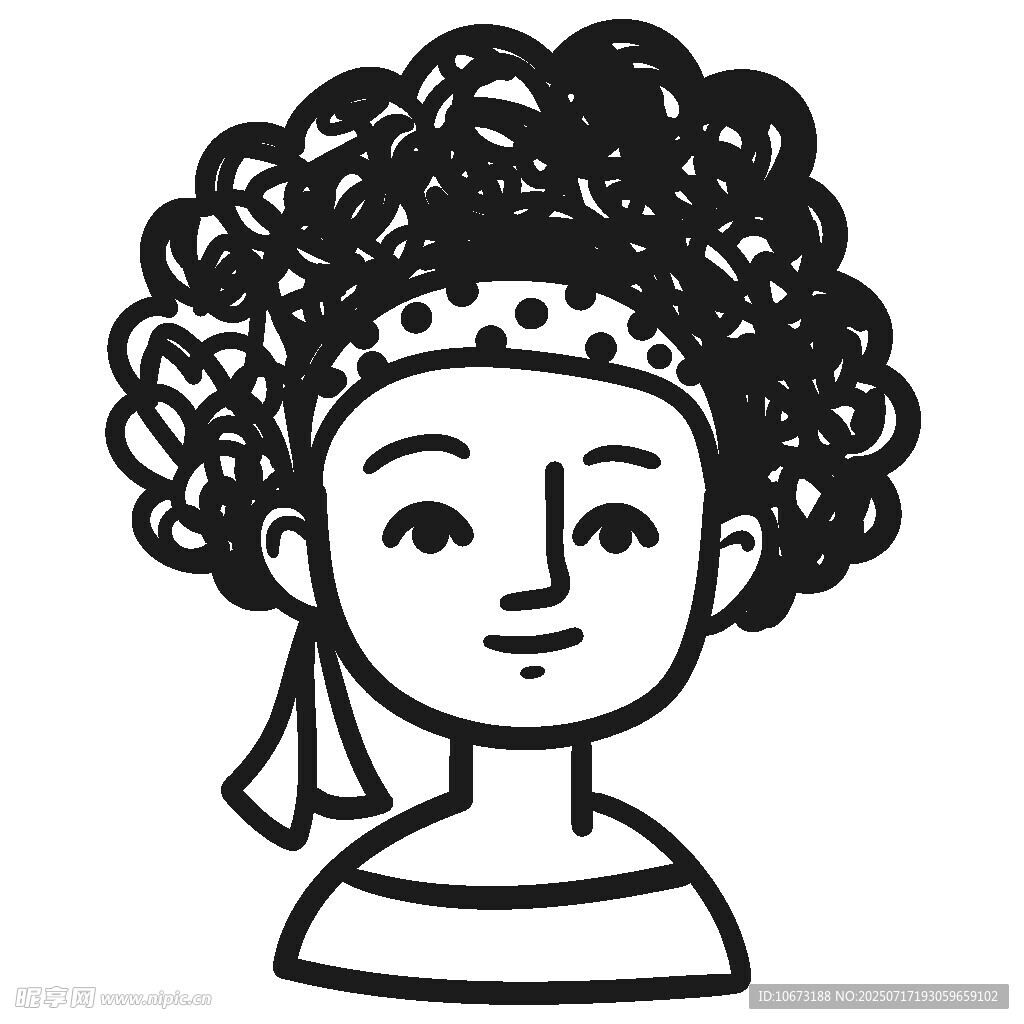卷发女孩头像插画