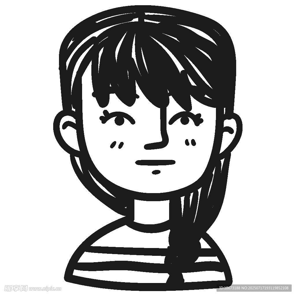 卡通风格长发女孩头像