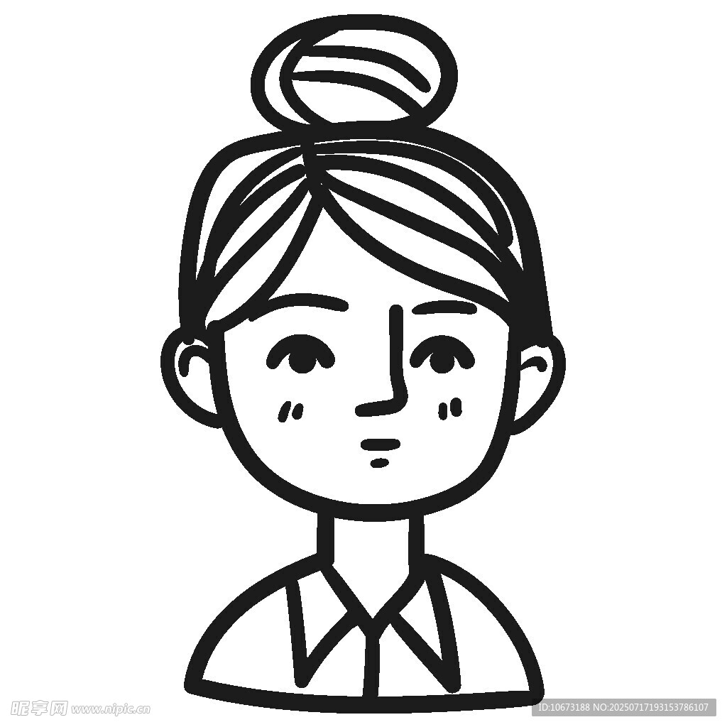 扎发髻的女性头像