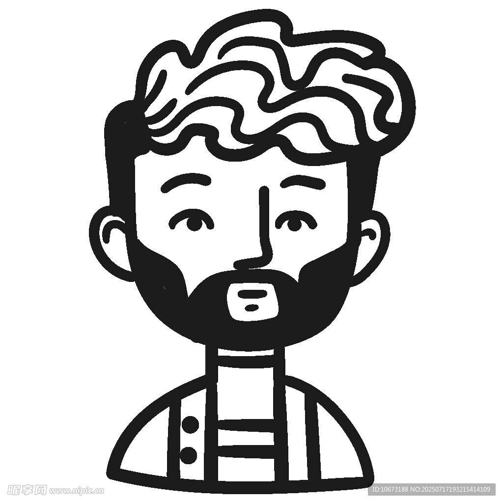 创意大脑男士头像插画