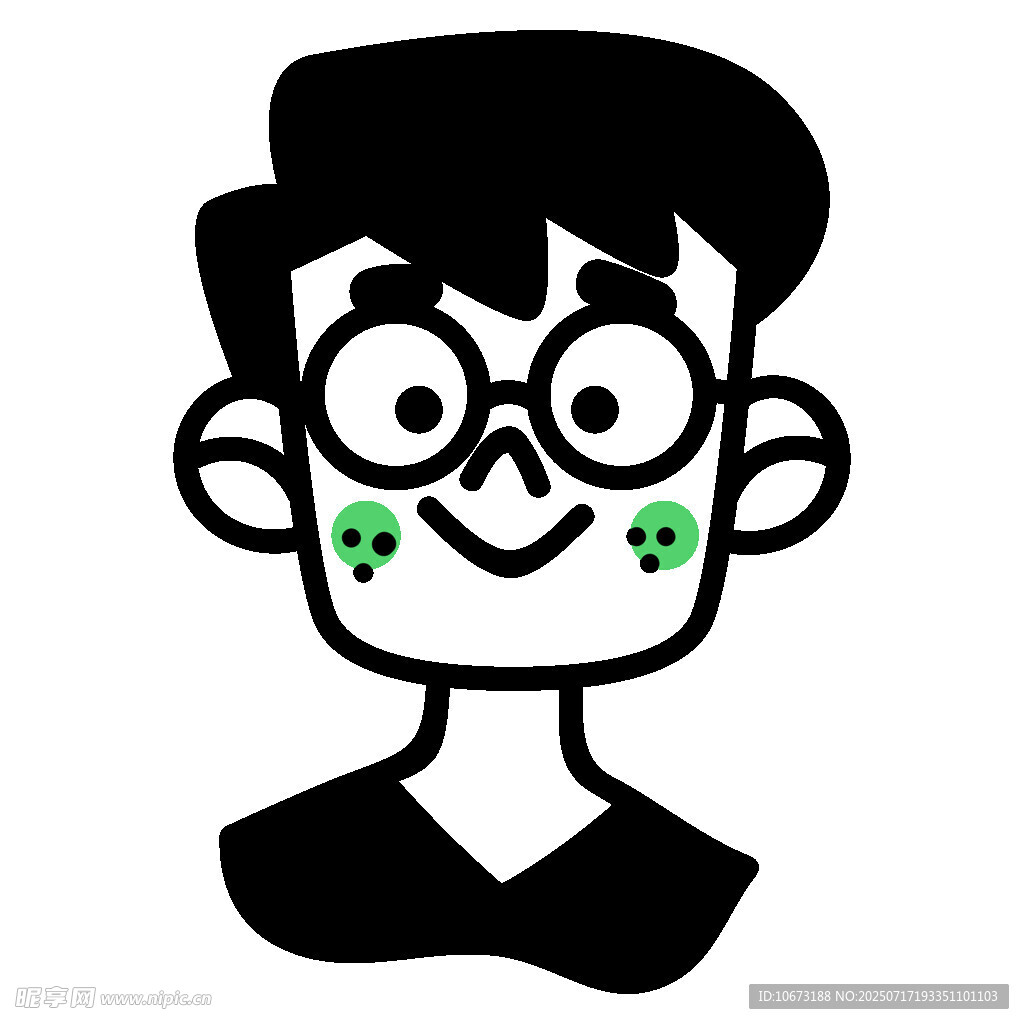 戴眼镜笑脸卡通男孩形象