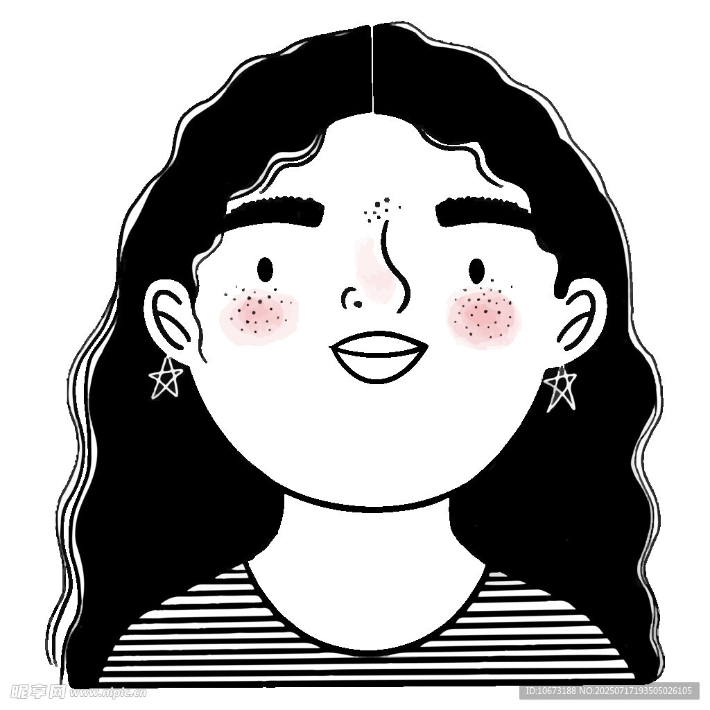 微笑女孩头像插画