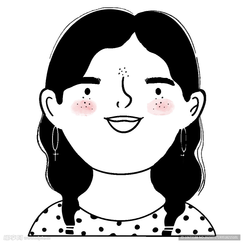 微笑女孩头像插画