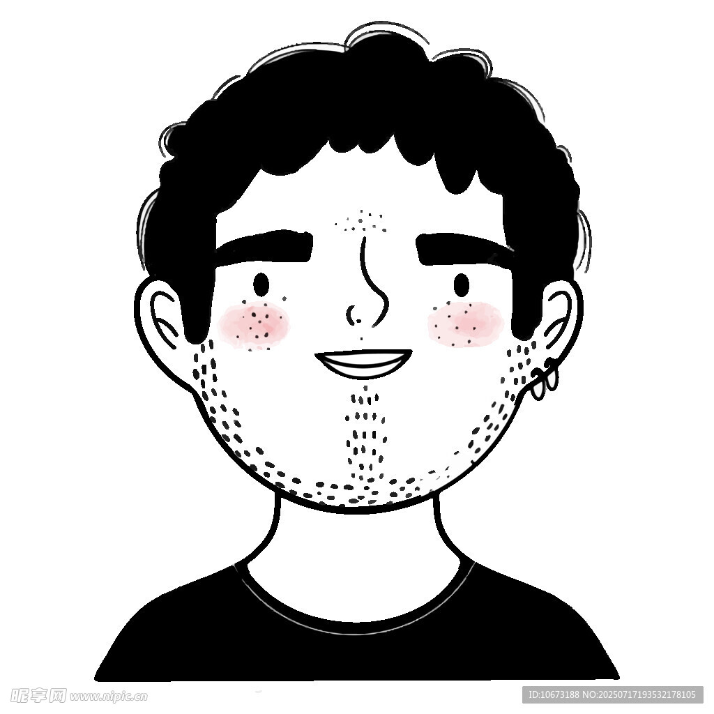 微笑男子头像插画