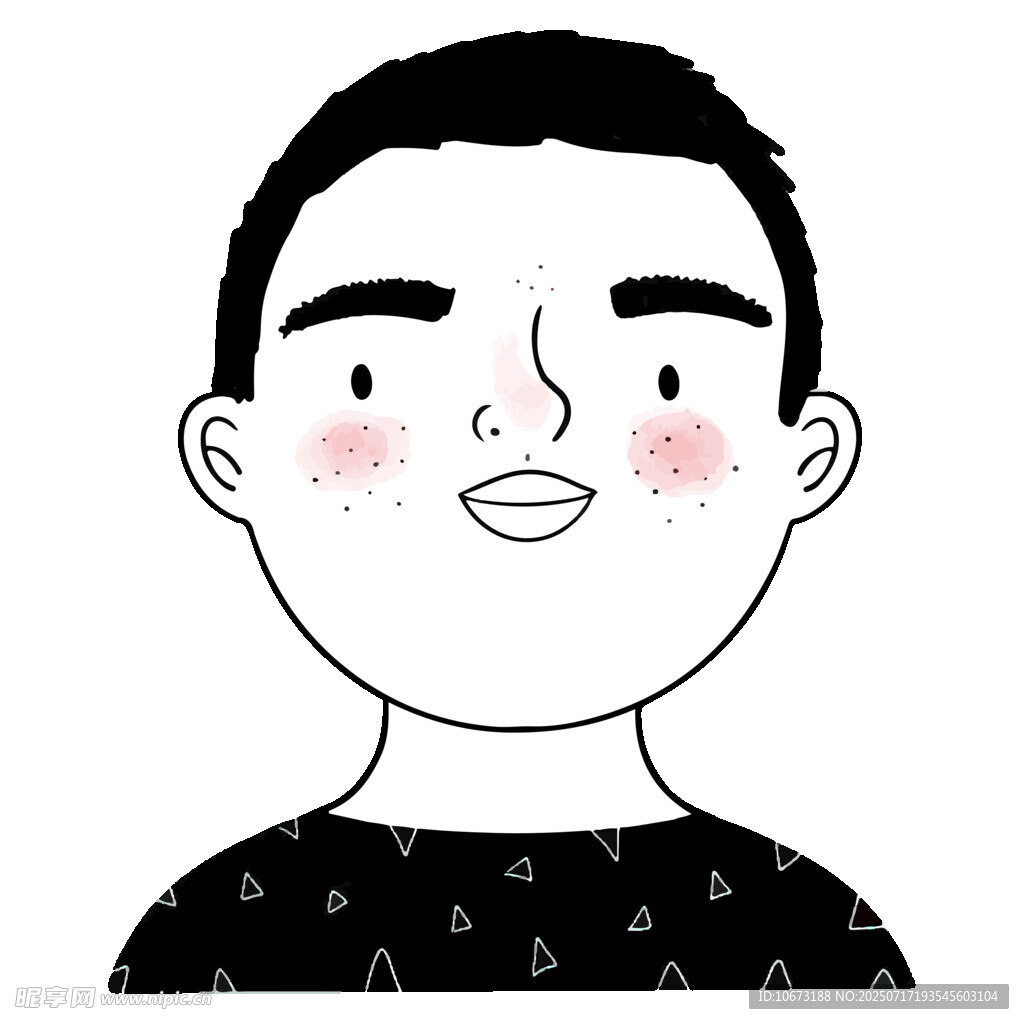面带红晕的卡通男子形象
