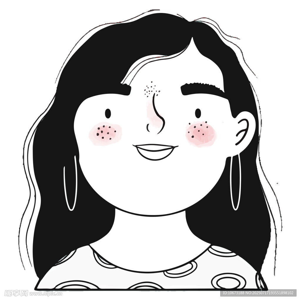 微笑女孩的可爱插画形象