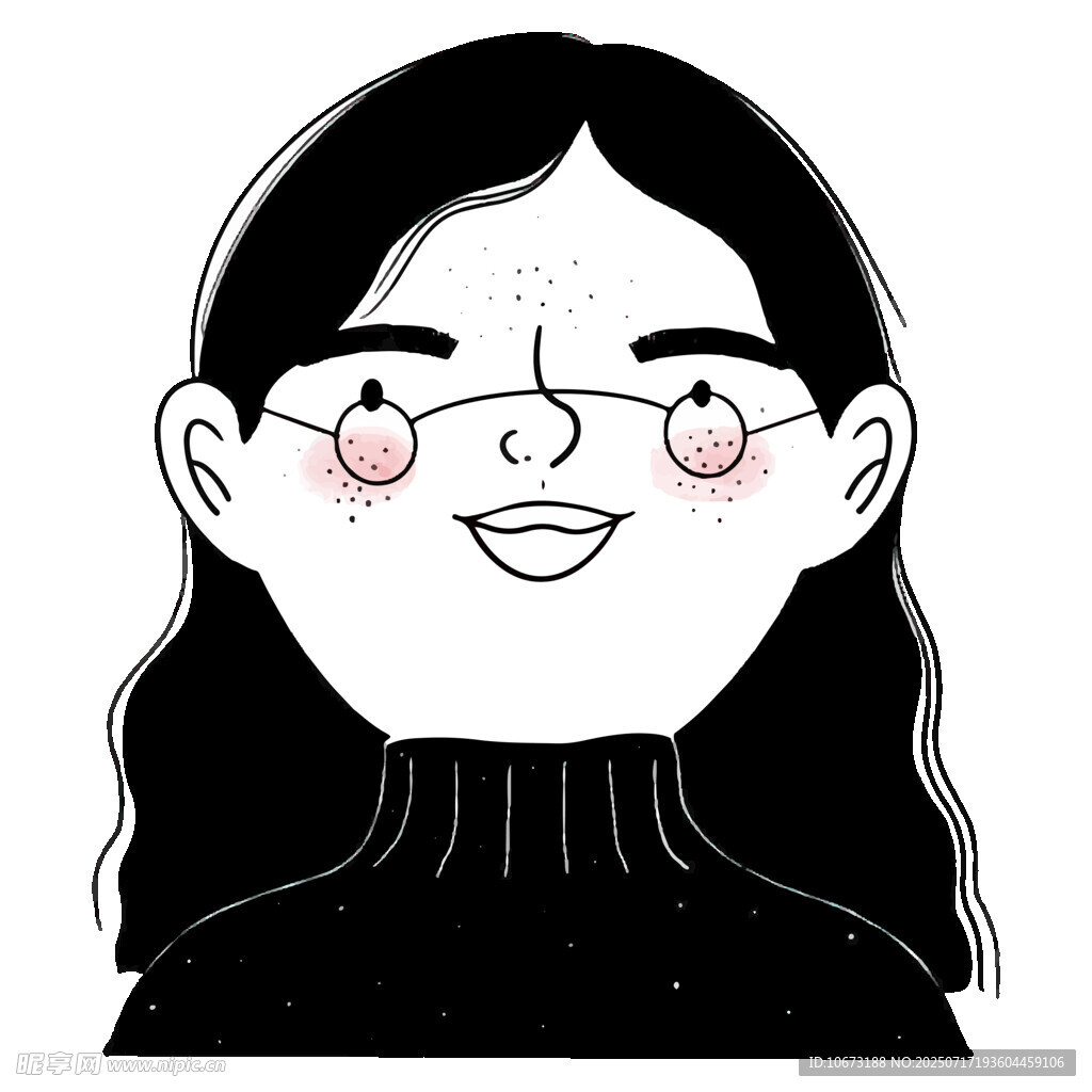戴眼镜微笑的雀斑女孩