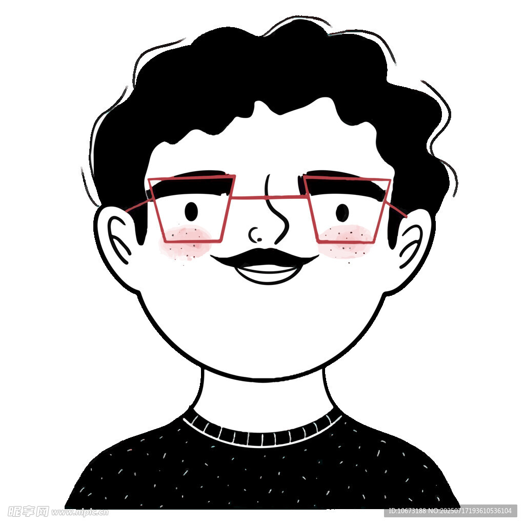 戴眼镜的卷发男子头像
