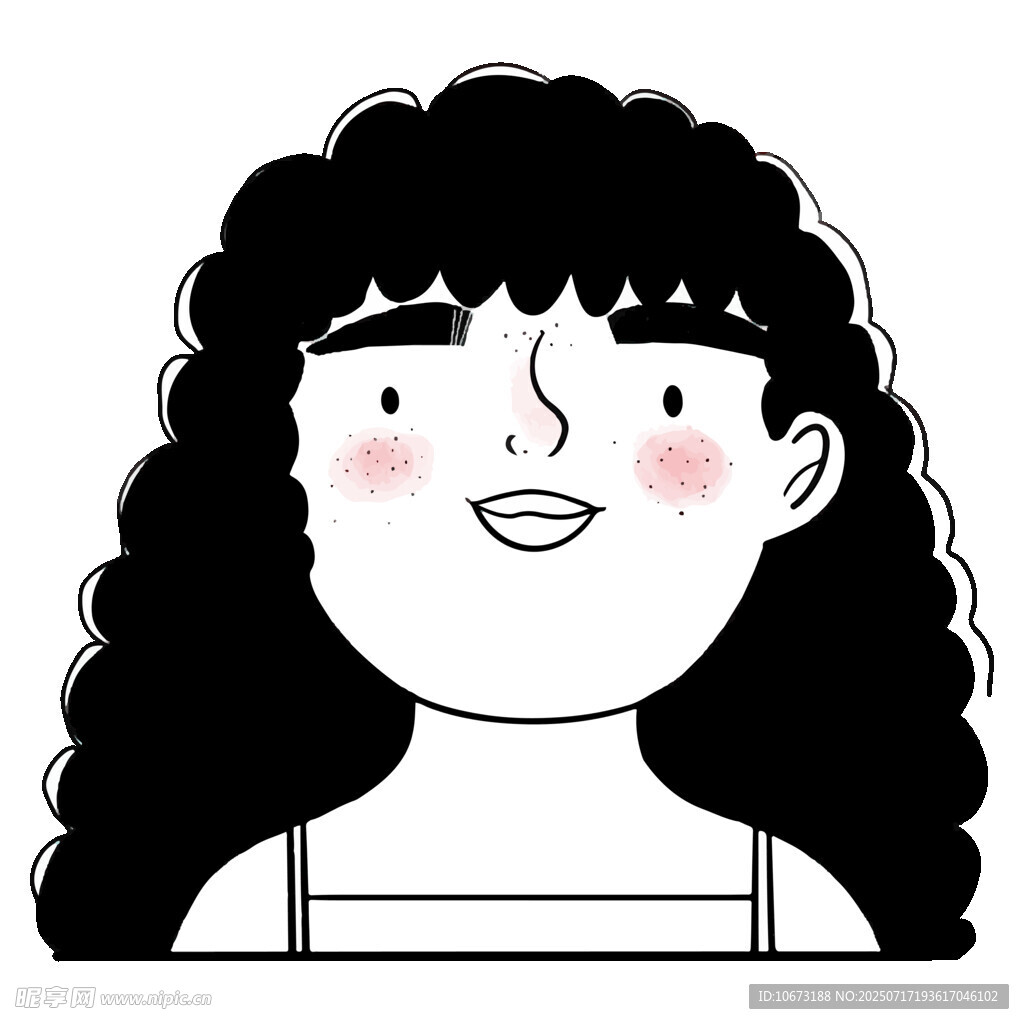 卷发微笑女孩头像