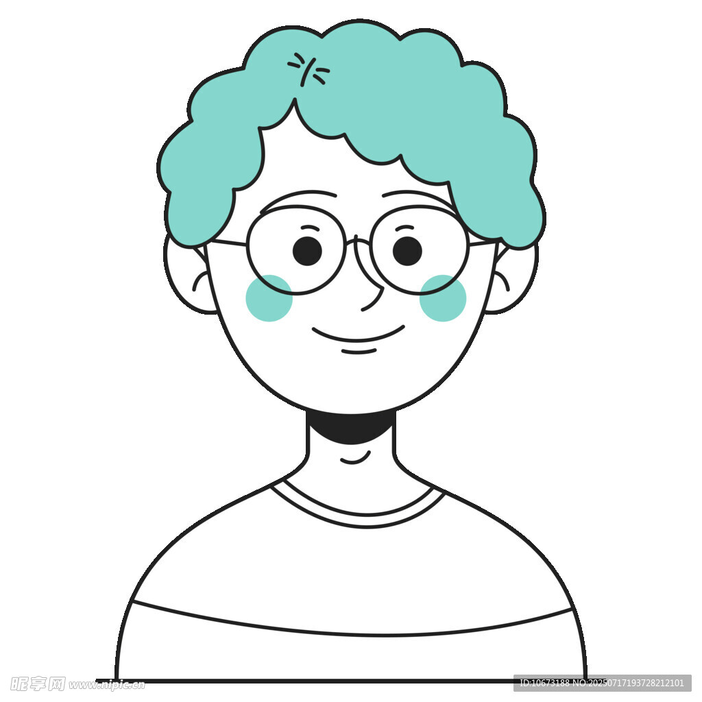 卷发戴眼镜的可爱人物