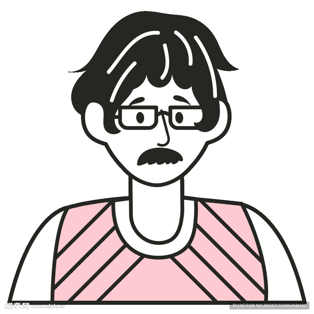 戴眼镜穿条纹背心的男子
