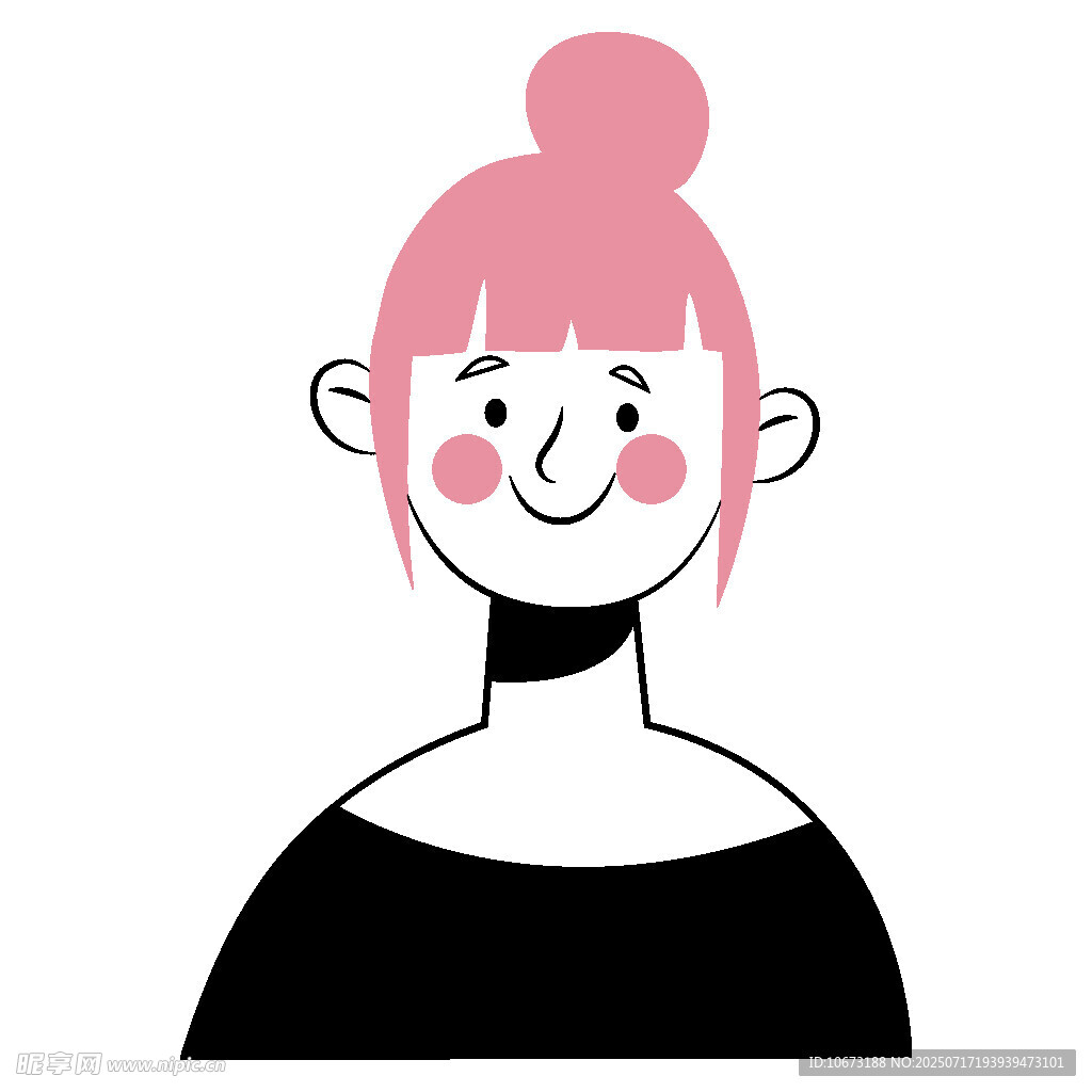 粉色发髻女孩头像
