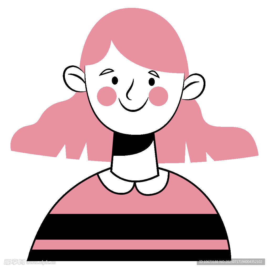 粉色双马尾女孩卡通形象