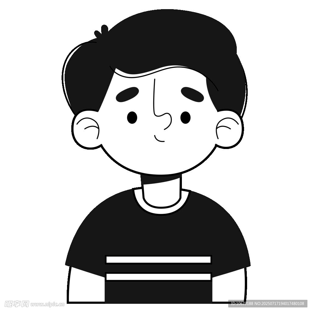 穿条纹上衣的卡通男孩