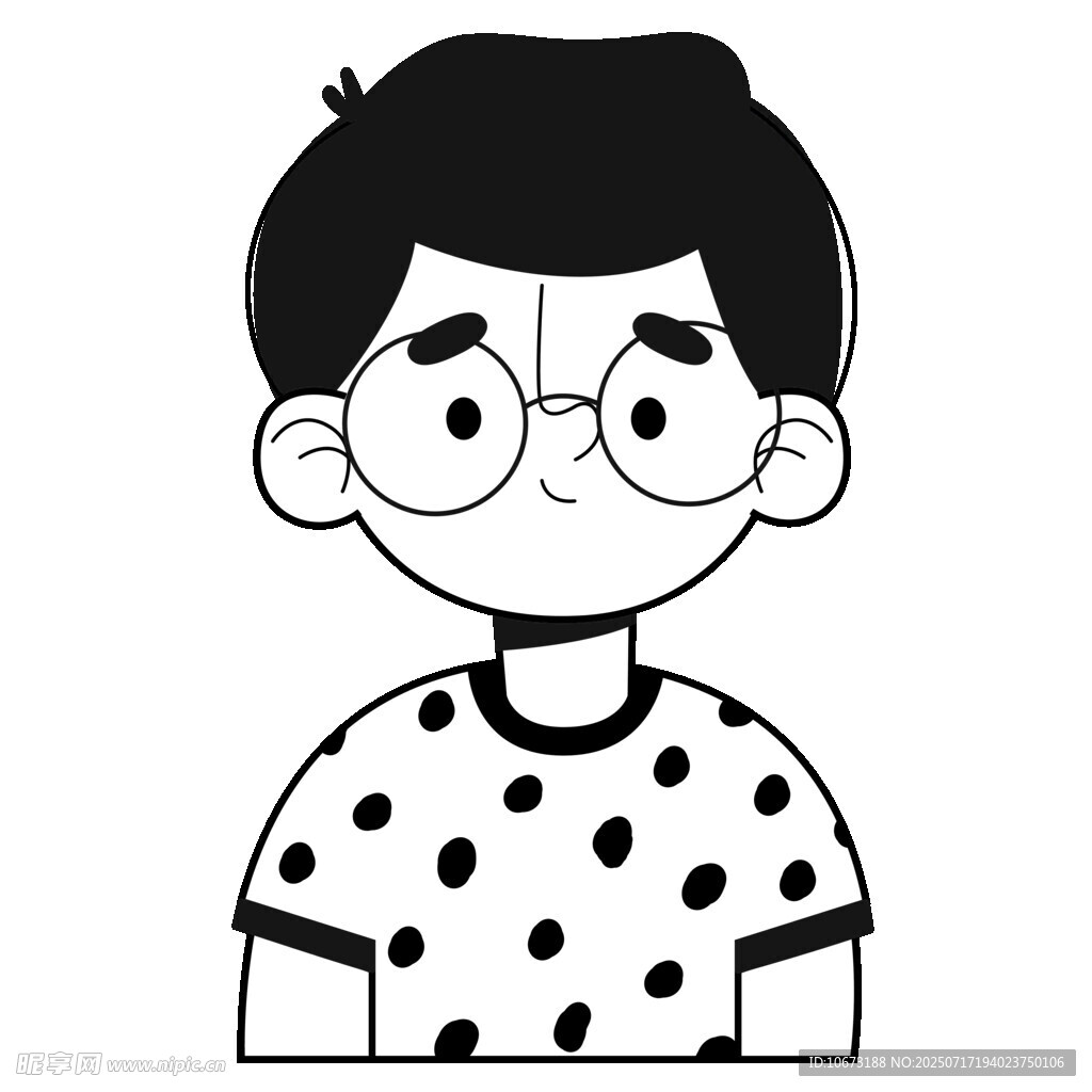 戴眼镜穿波点衣的男孩