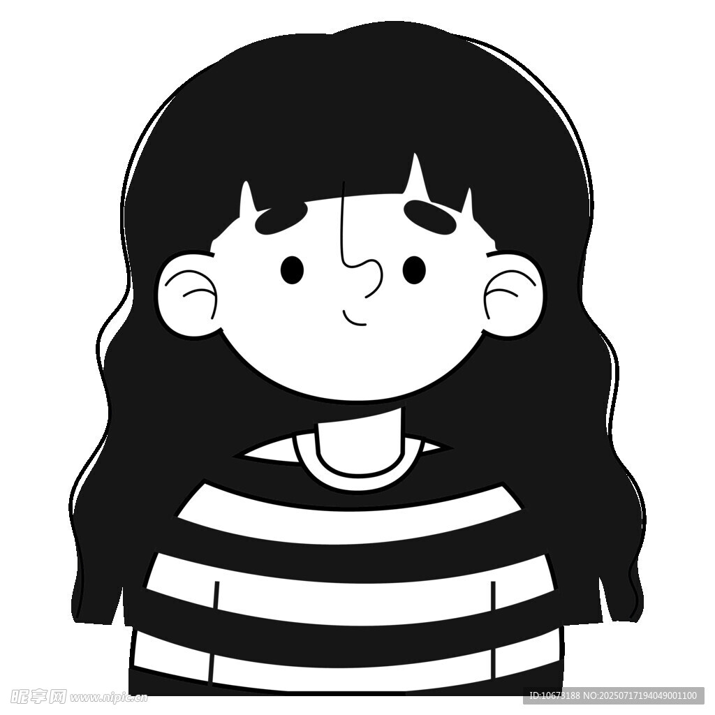 穿条纹上衣的长发女孩