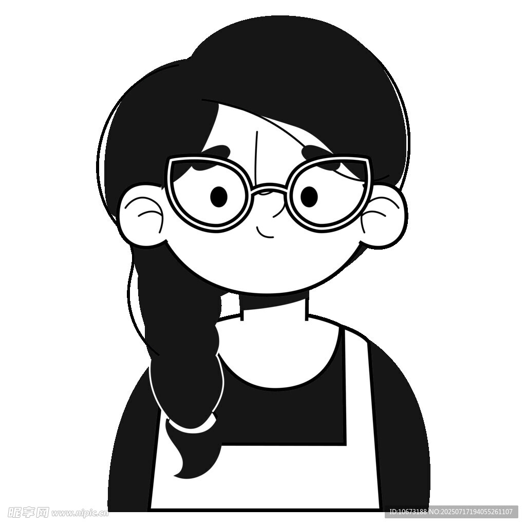 戴眼镜的扎辫女孩