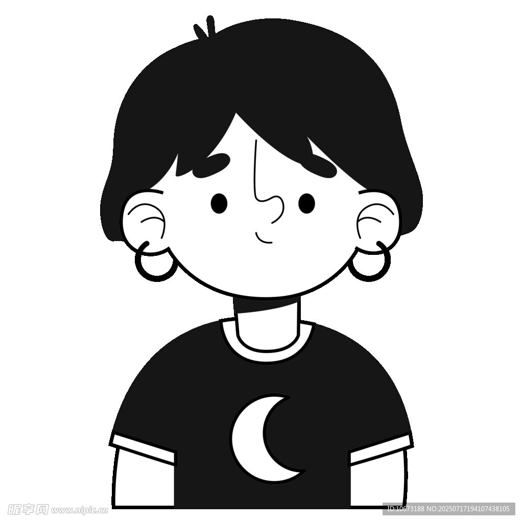 穿月牙图案T恤的小男孩
