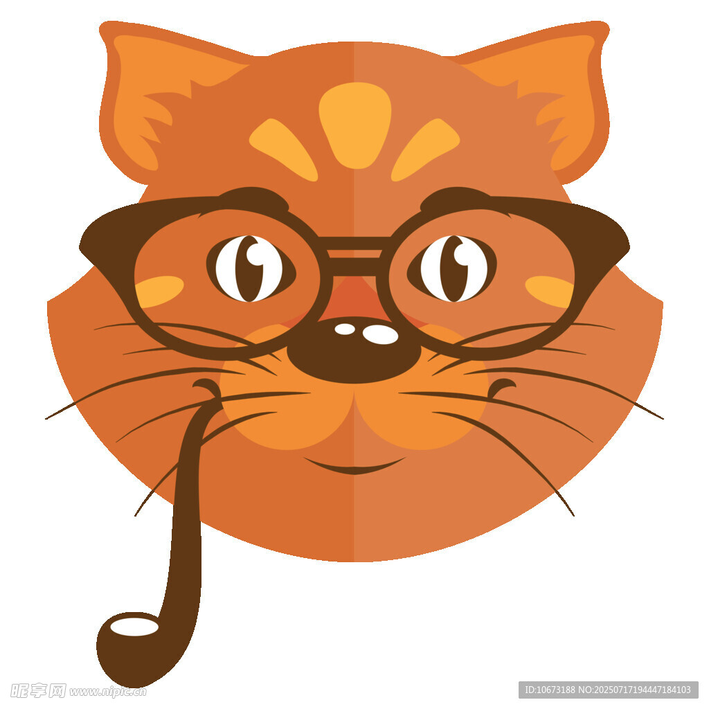 戴眼镜叼烟斗的可爱猫咪