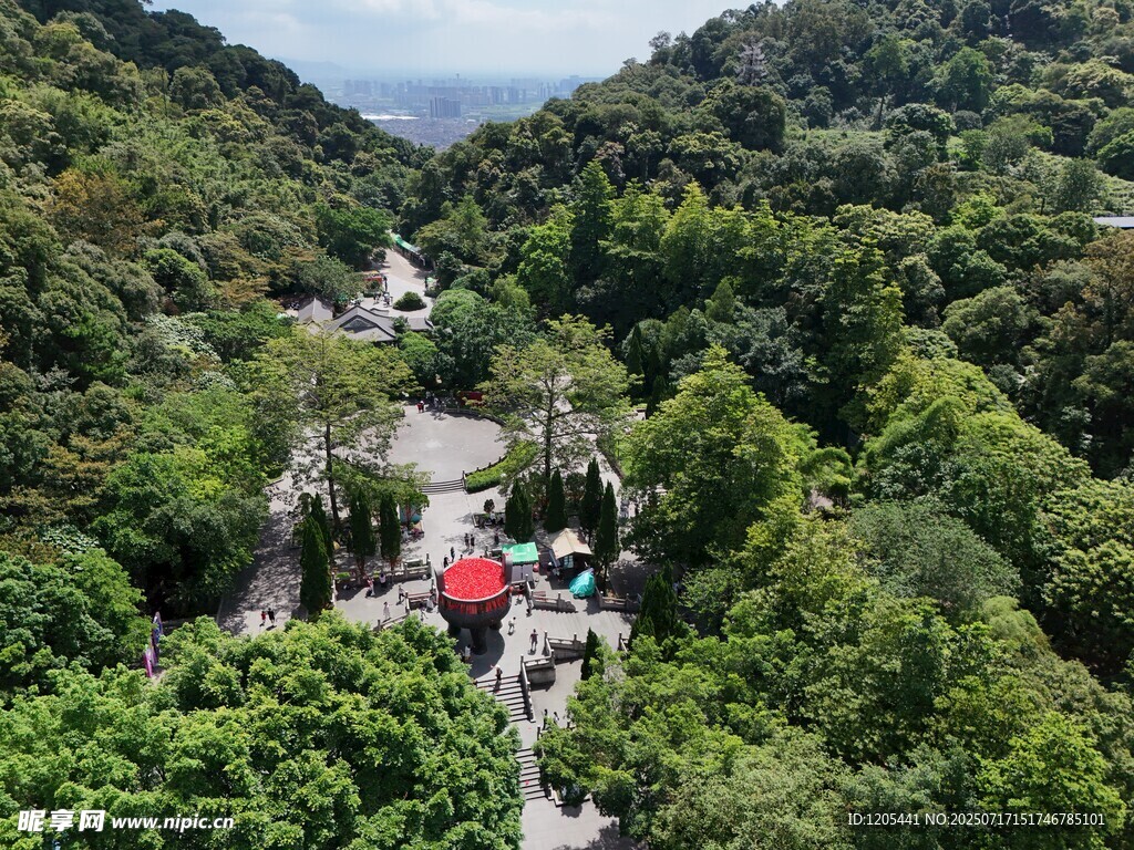 航拍鸟瞰肇庆鼎湖山宝鼎园