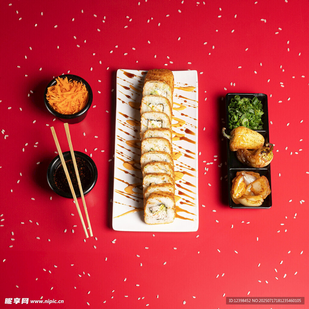 美味寿司组合摆拍