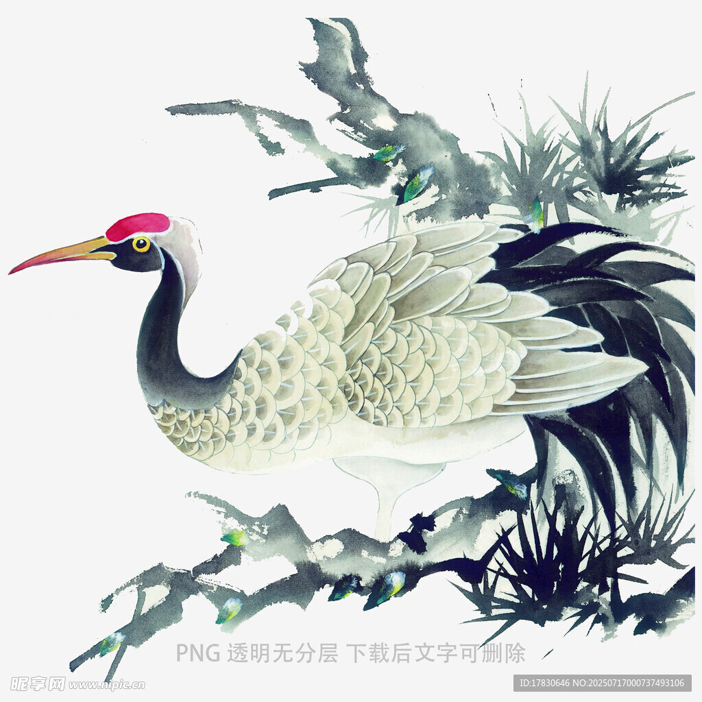 中式水墨仙鹤图