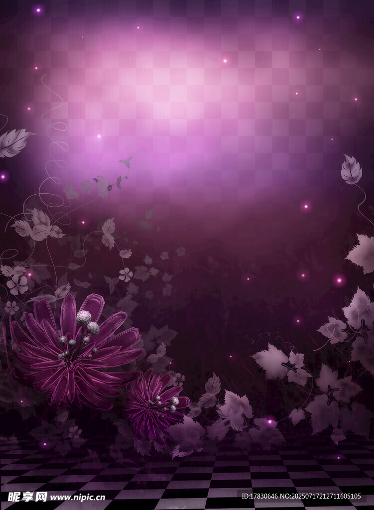 梦幻紫色花卉背景画面
