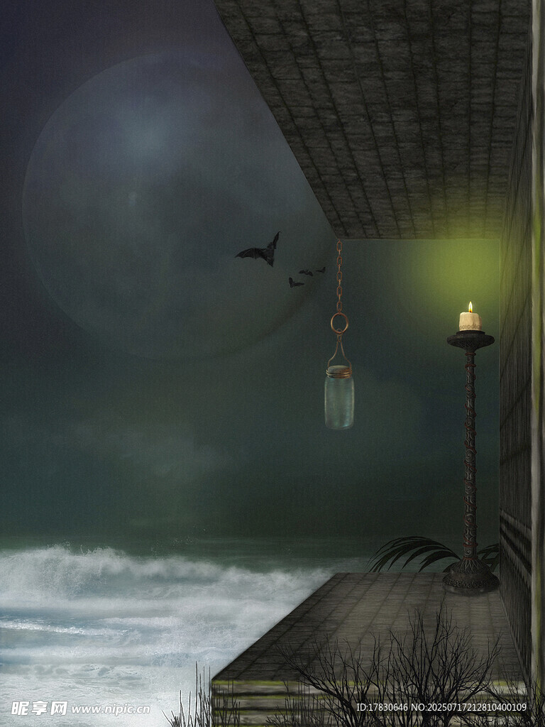 月夜下的神秘悬空平台
