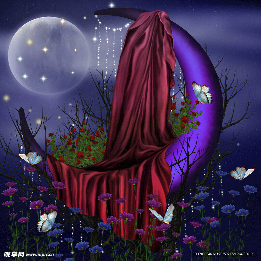 月夜下的神秘梦幻座椅