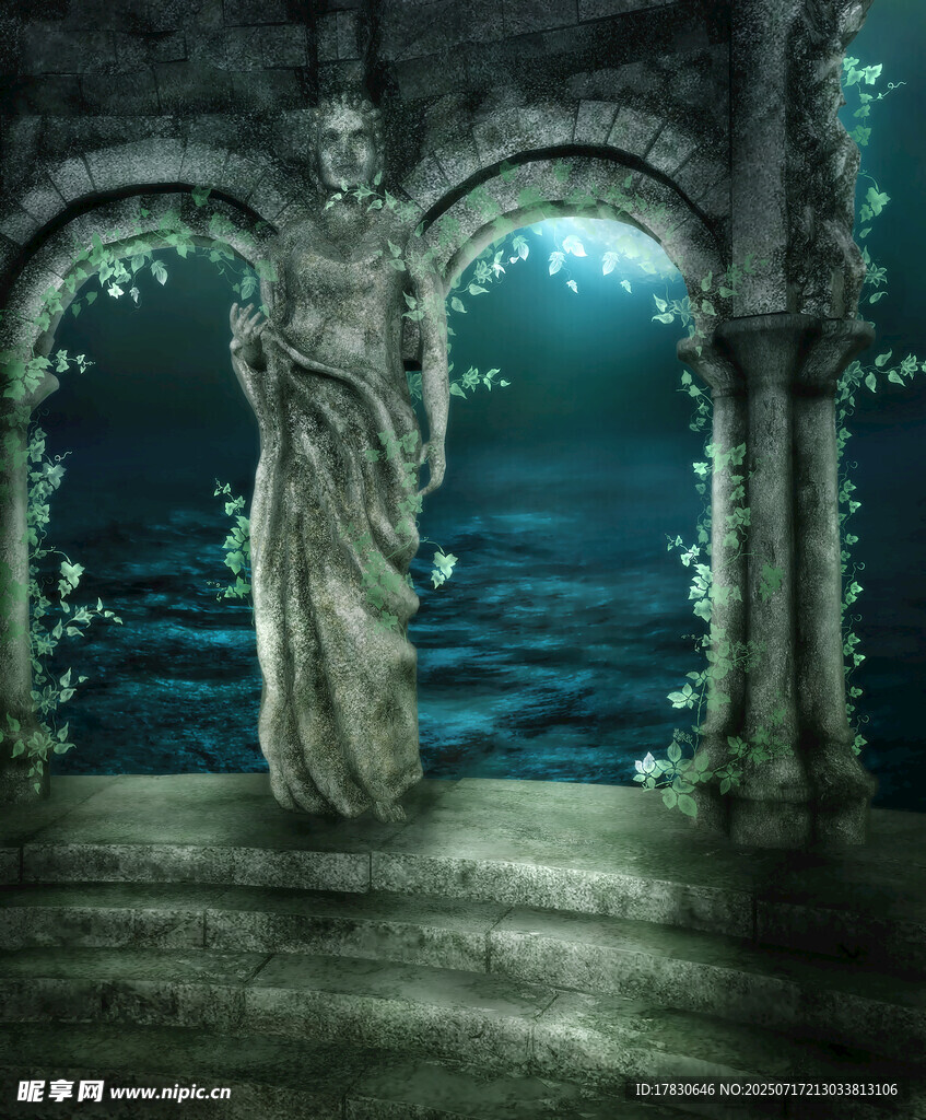 水下神秘天使雕像景观