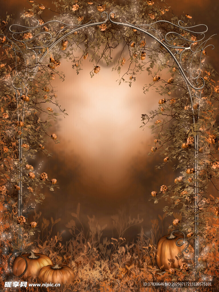 秋日落叶环绕的梦幻场景