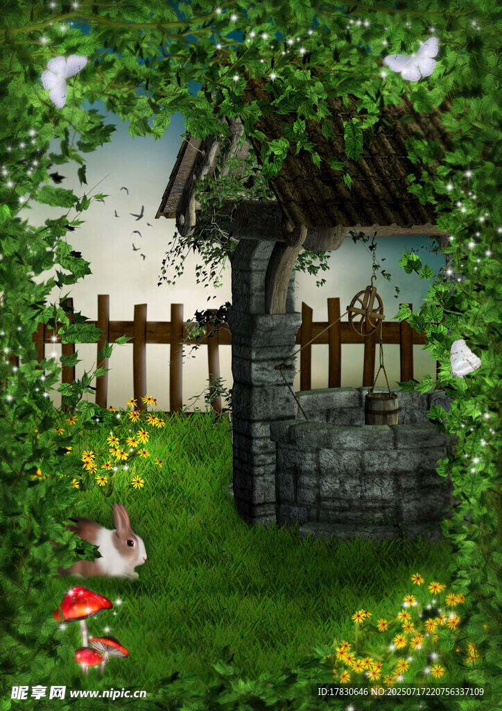 童话风森林中的小屋场景