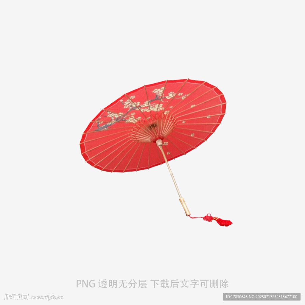 红色中式花纹油纸伞