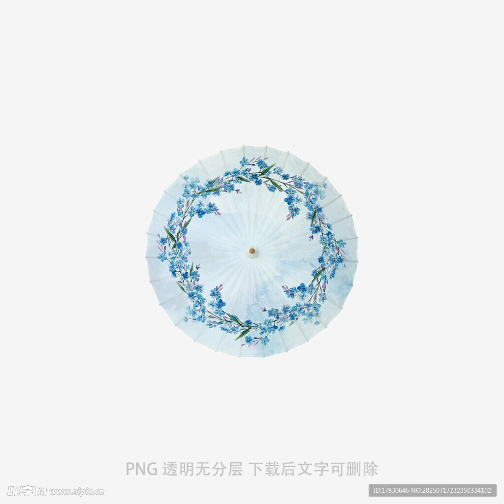 蓝色花朵环绕的圆形图案