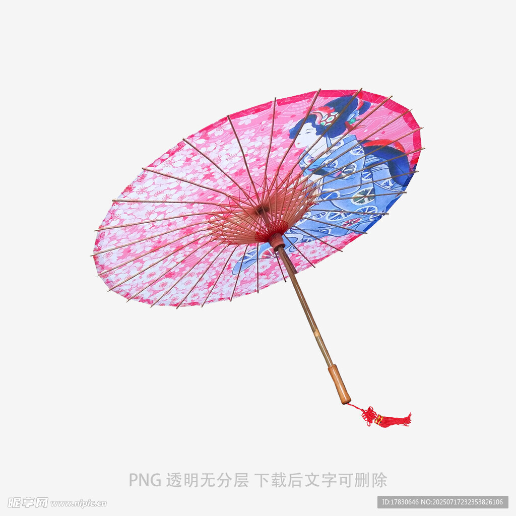 古风手绘粉色油纸伞