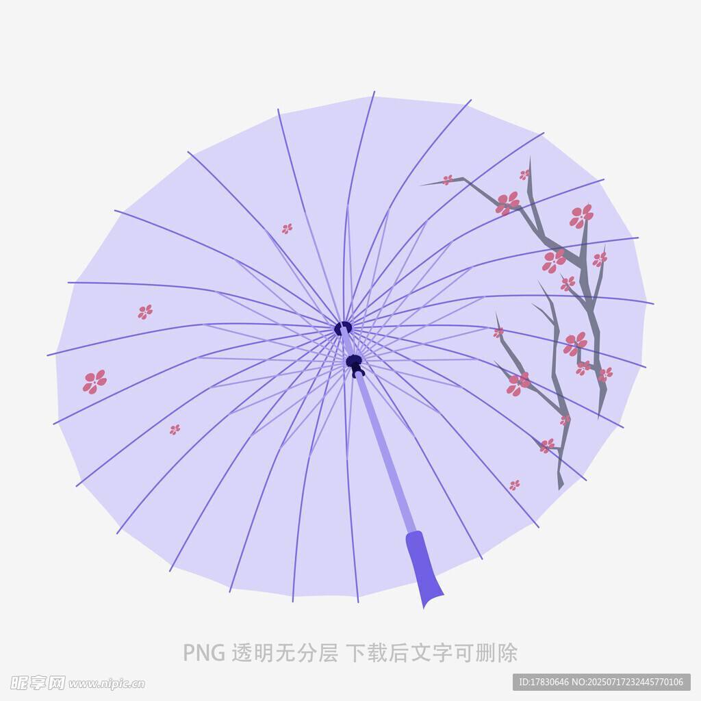 淡紫色手绘花卉古风油纸伞