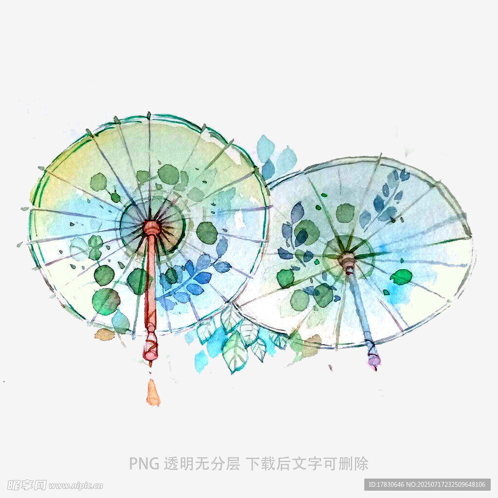 古风手绘双油纸伞插画