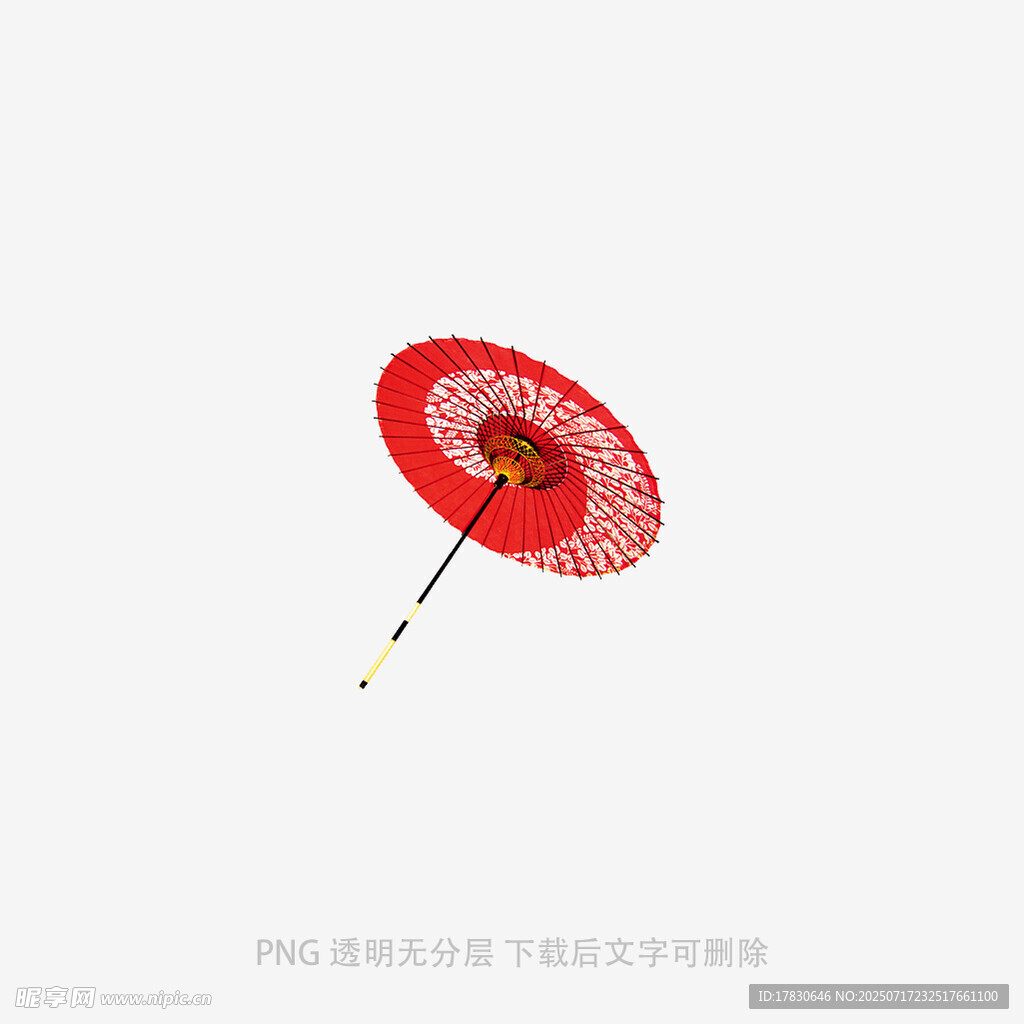 红色传统纸伞特写
