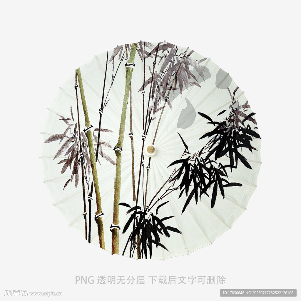 中式水墨风圆形翠竹图