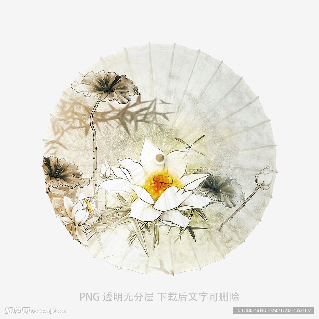 水墨荷花扇面艺术图