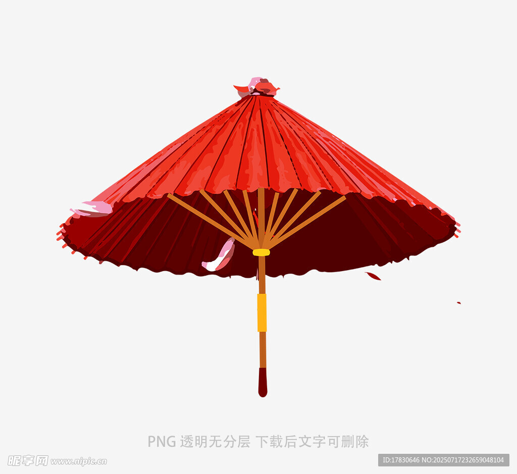 红色传统纸伞特写